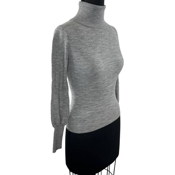 ARITZIA WILFRED Gray Wool Blend Balloon Sleeve Turtleneck Sweater Size 2XS - Picture 2 of 9